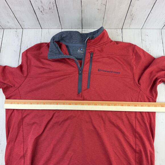 Vineyard Vines Red On-The-Go Shep Golf Pullover Performance 1/4 Zip Size Large - Picture 10 of 11
